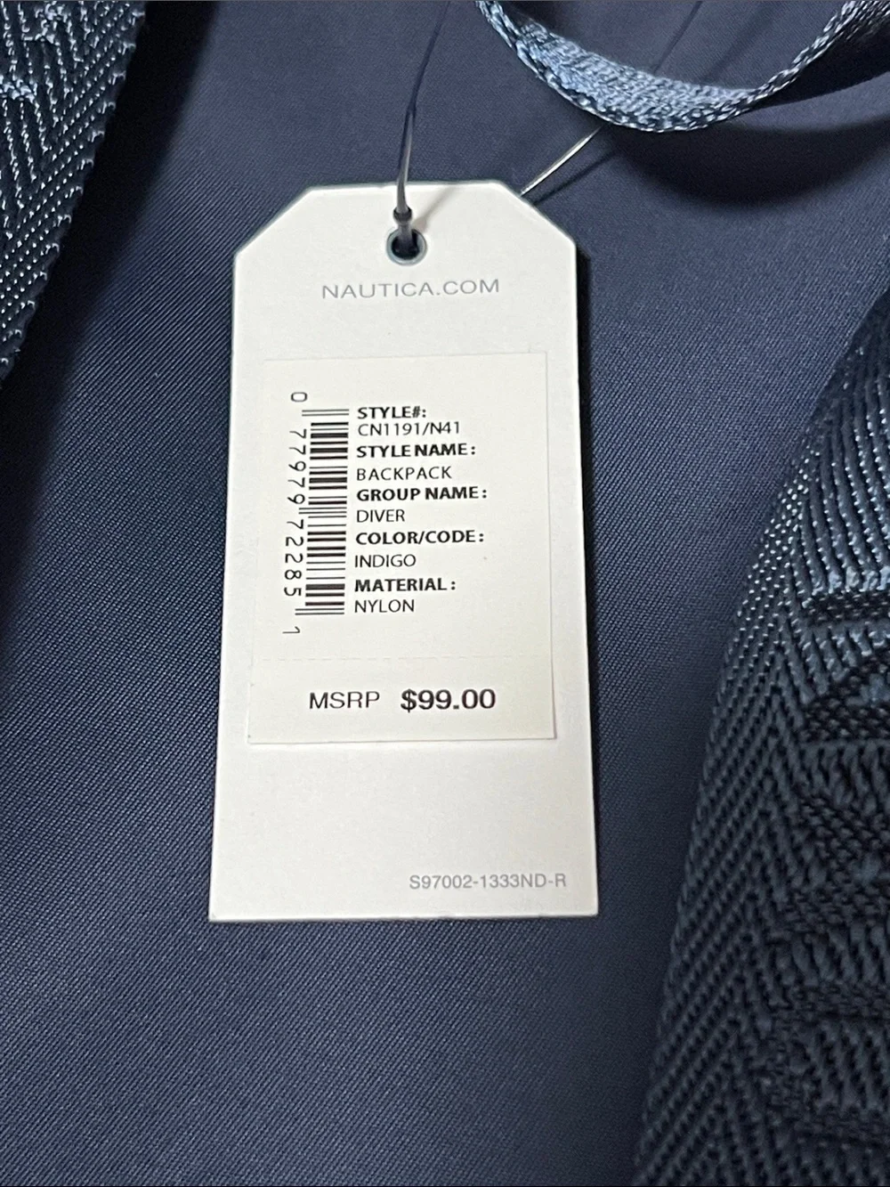 Nautica Navy Backpack with Red Logo Tag Accent